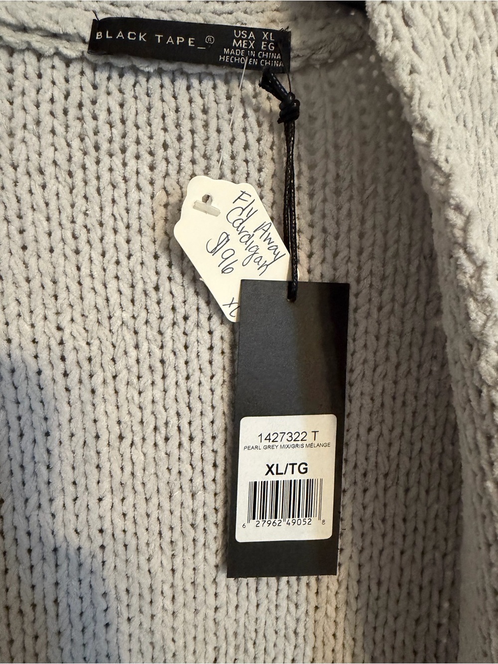Black Tape_ Light Gray Open-Front Knit Cardigan - Picture 3 of 3